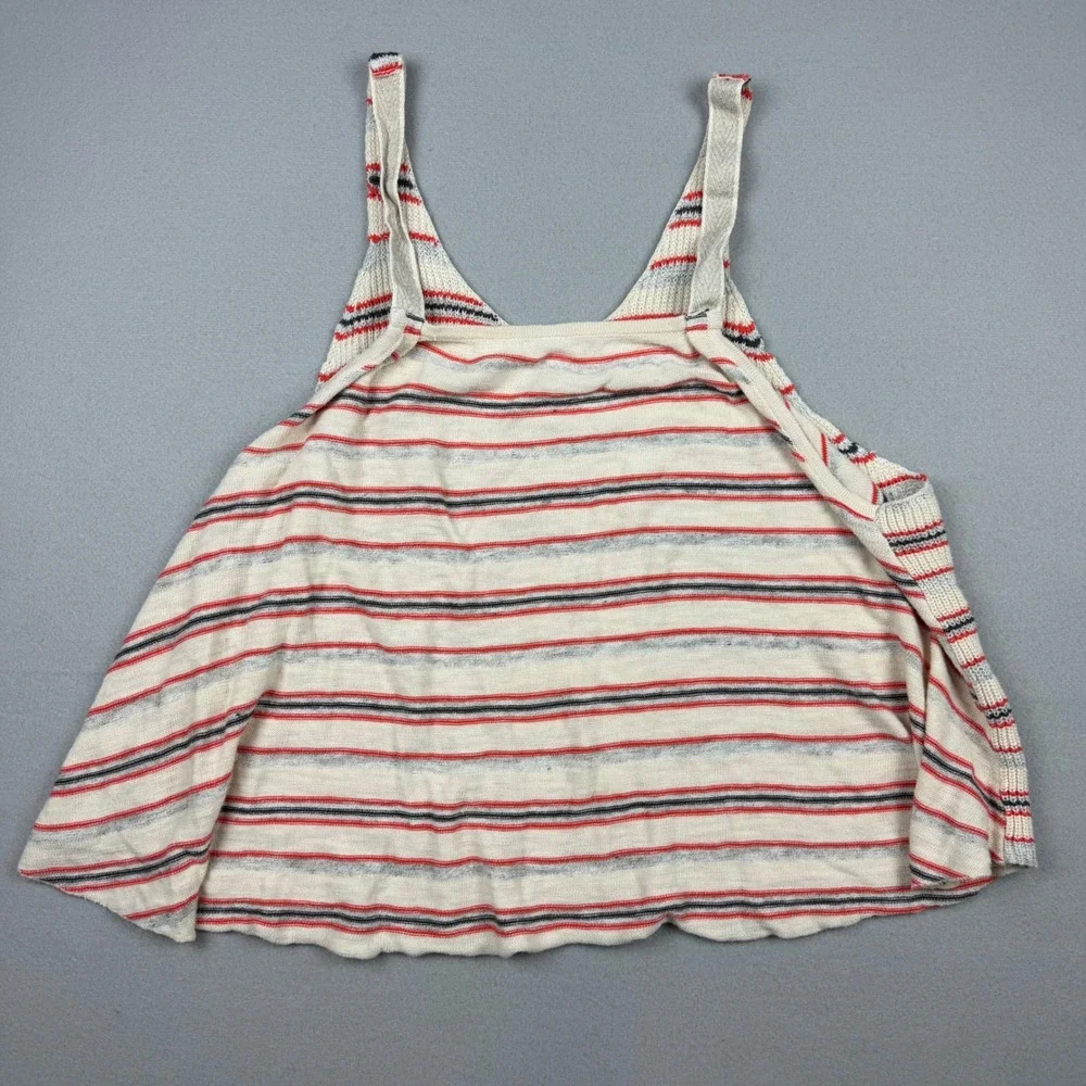Free People Womens S Ivory Striped Sailor Tank Linen Rayon Knit Top Sleeveless